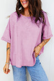 Lavendula Mineral Wash Drop Shoulder Raw Edge Loose Tee