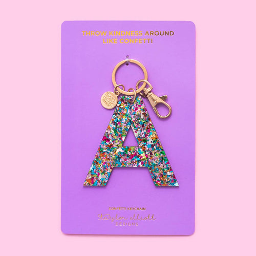 Keychains - Letters A-Z - Colorful Confetti - Each