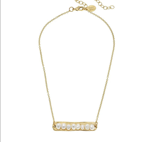 Lincoln Necklace Bar Necklace with Freshwater Pearls