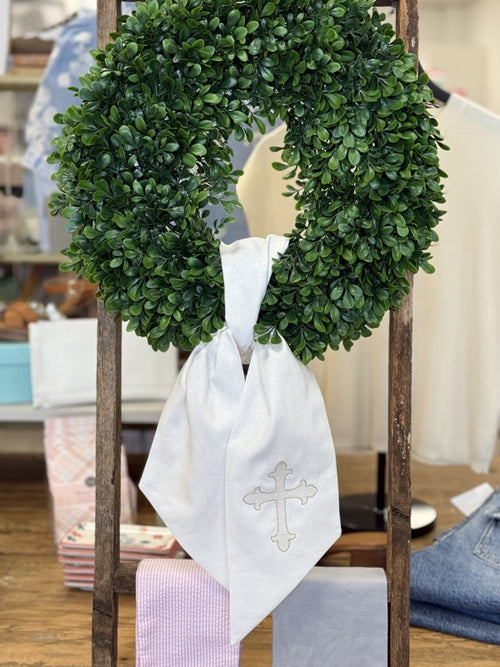 Wreath Sash- Embroidered Cross