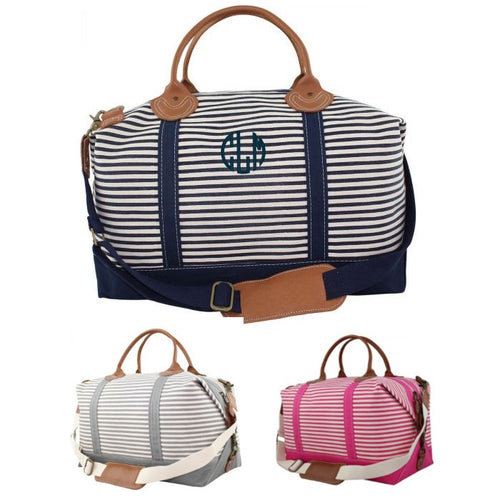 Personalized Canvas Striped Weekender Choose Colors