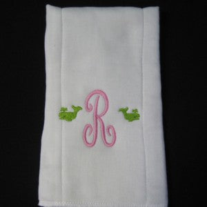 Personalized Preppy Whale Baby Burp Cloths.