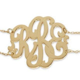 Cheshire Handcut Monogram Double Chain Bracelet  Gold Up Close