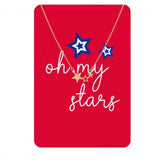 Patriotic Stars Gold or Silver Necklace Card Gold Stars