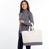 Brass Grommet Canvas Tote Three Colors Gray Lifestyle