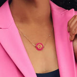 Hartford Acrylic Monogram Necklace Hot Pink