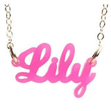 Lauren Nameplate Necklace Hot Pink