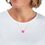 Lauren Single Letter Necklace Model with Hot Pink 