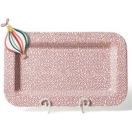 Red Small Dot Rectangle Platter with Attachment