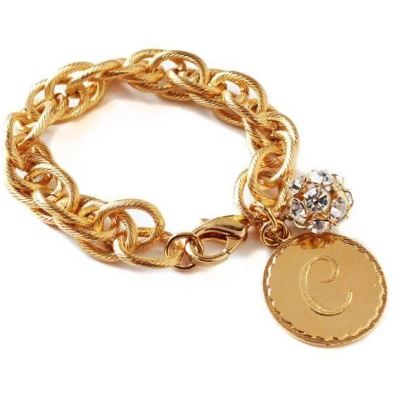 Rhinestone Charm Bracelet Gold