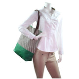 Model with Seaport Stripes Dipped Tote Choose Color