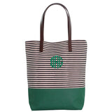 Seaport Stripes Dipped Tote Choose Color Black and Emerald