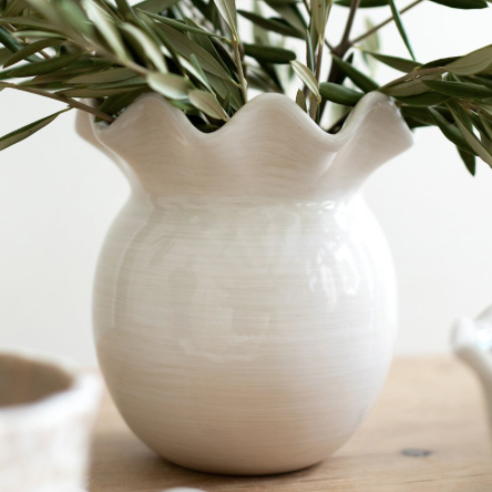 Signature White Ruffle Vase Lifestyle