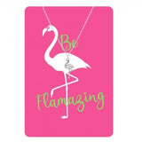 Tropical Silver Necklace with Metal Card Four Styles Flamingo