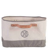 Tub Storage Bin Choose Color Gray with Leather Handles