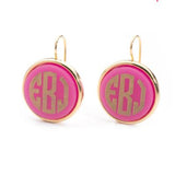 Vineyard Round Monogram Dangle Earrings Gold Hot Pink