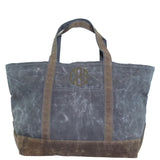 Waxed Canvas Large Boat Tote Choose Color Slate with Olive