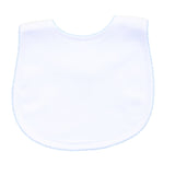Personalized Solid White With Blue Trim Bib