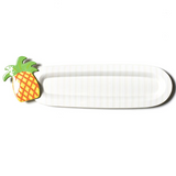 White Stripe Skinny Oval Platter with Attachment