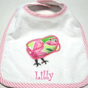 Personalized Preppy Chick Baby Bib and Burp Set