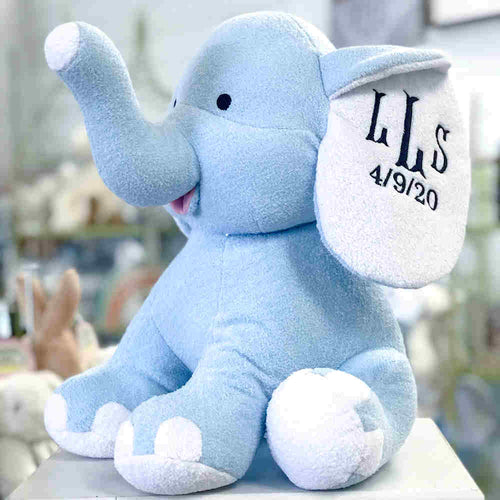 Monogrammed Elephant Personalized Baby Gift Pink or Blue
