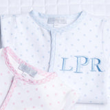 Personalized Blue Gingham Dots Footie