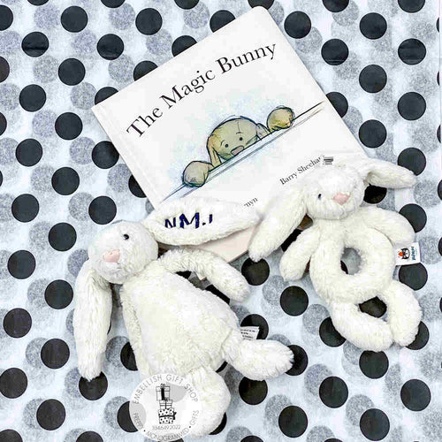Personalized 7" Bunny + Rattle and Book Set
