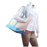 Model with Large Boat Tote Lots of Colors Baby Blue