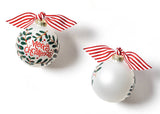 Merry Christmas Holly Branch Glass Ornament
