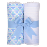 Personalized Boy Set of 2 Fabric Burp Pads - Choose Pattern