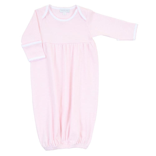 Personalized Pink Mini Stripe Gathered Gown