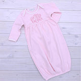 Personalized Pink Mini Stripe Gathered Gown