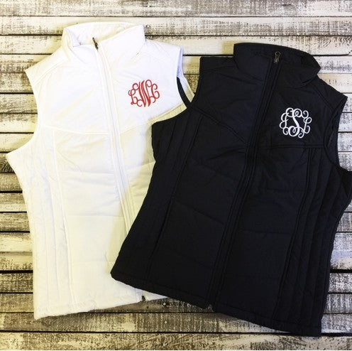 Monogrammed Quilted Vest Custom Colors