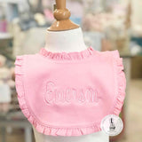 Personalized Ruffle Trim Baby Bibs Choose Color