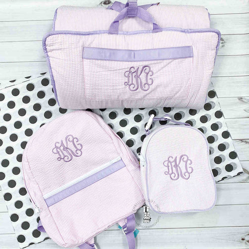Personalized Seersucker Gift Set Options to Choose Nap Mat Lunch Bag & Backpack