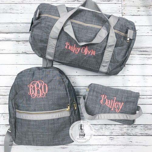 Personalized Medium Backpack + Duffel Bag + Lunch Gift Set