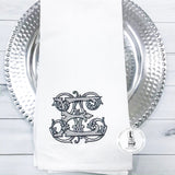 Set of 2 Personalized Kitchen Towel With Vine Initial
