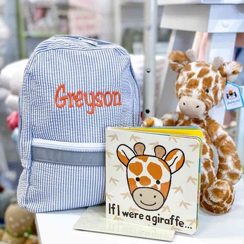 Personalized Toddler Backpack Giraffe Plush Gift Set