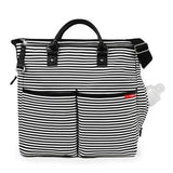 Black and White Stripe Duo Signature Personalized Diaper Bag with 1 Free Burp Cloth