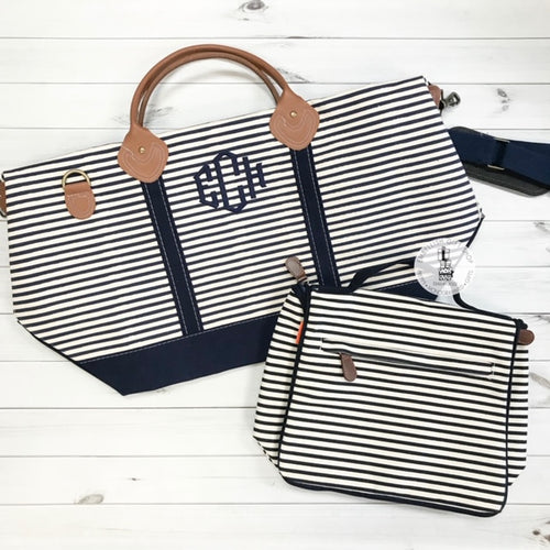 Stripe Weekender + Toiletry Bag Gift Set