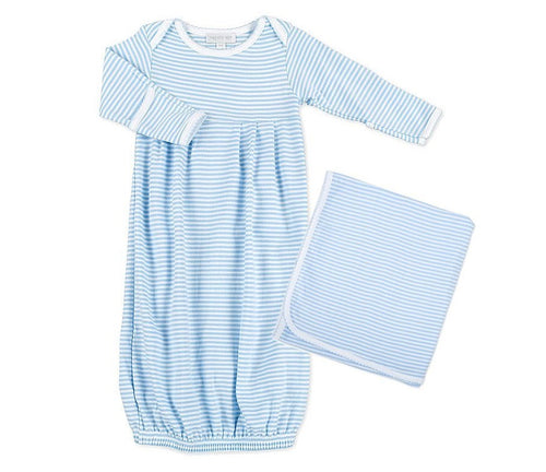 Personalized Blue Stripe Pleated Gown