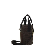 Side View Waxed Canvas Double Wine Bottle Tote Choose Color