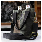 Lifestyle Waxed Canvas Double Wine Bottle Tote Choose Color