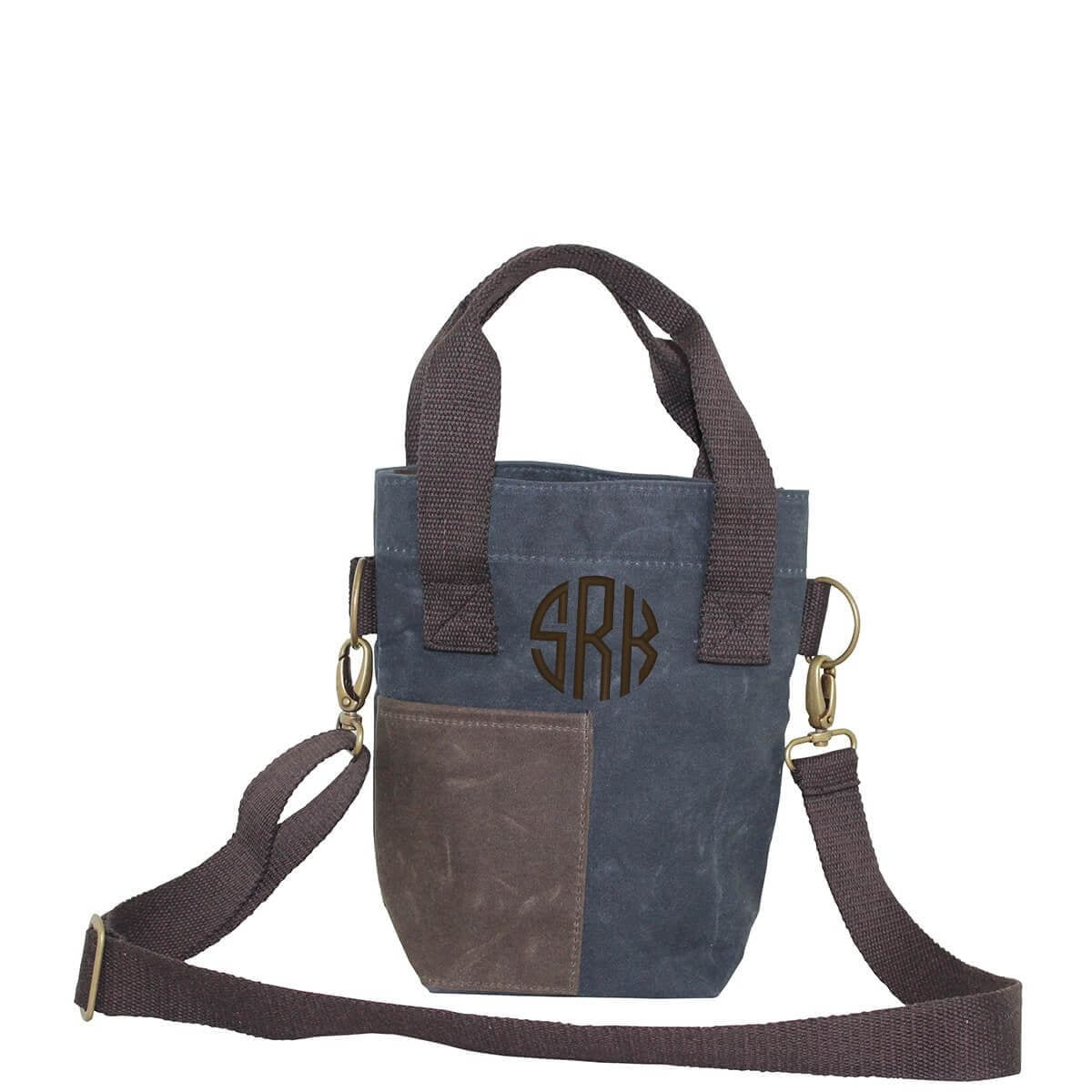 Monogrammed Wine Tote Bag - Leather Wine Carrier Personalized