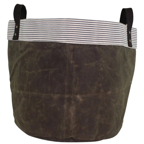 Waxed Canvas Round Bottom Storage Tub Olive